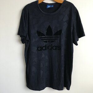 Adidas T Shirt Blue Camo With Velvet Trifoil Mens Large